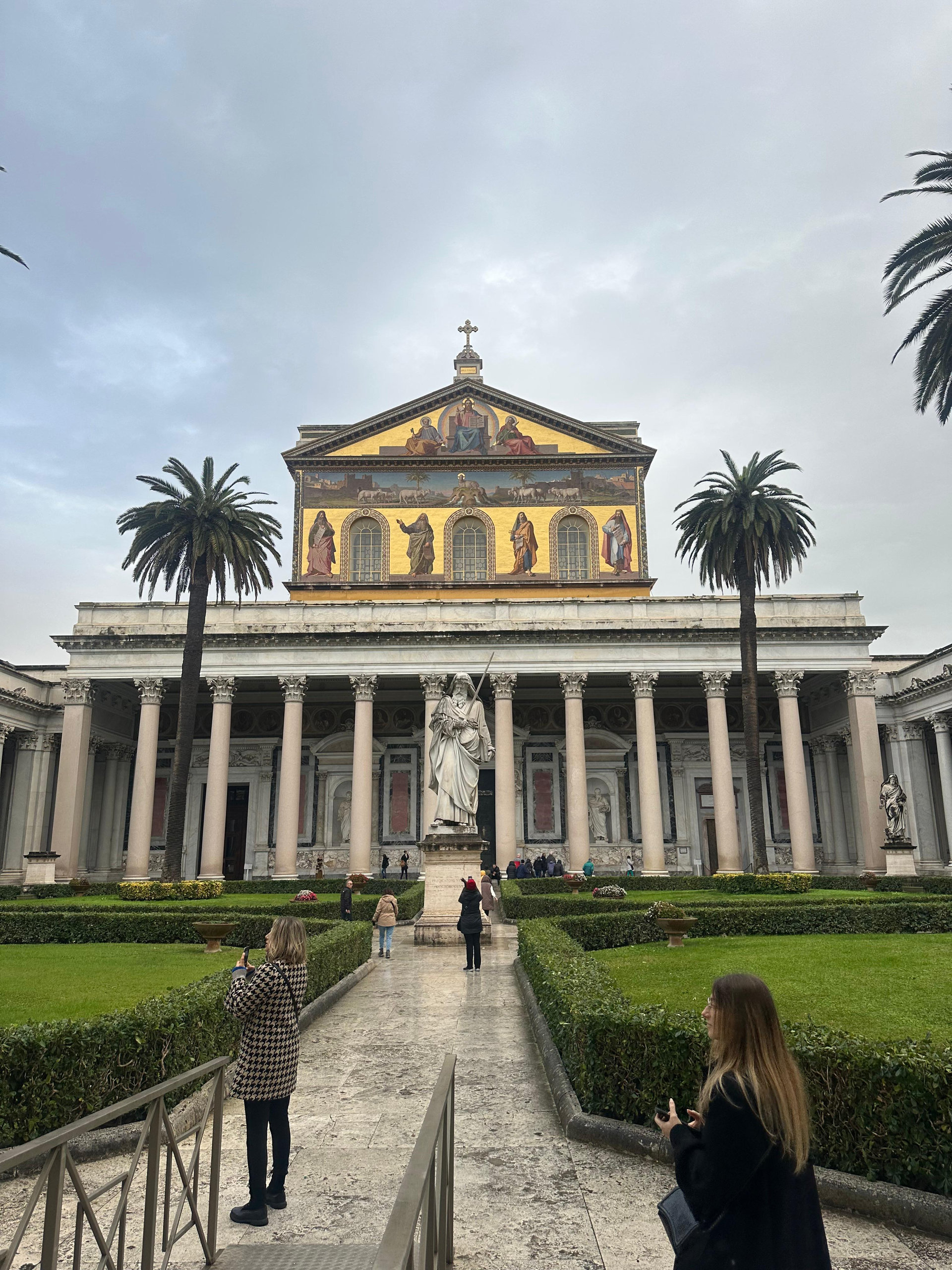The mosaic façade of the Basilica of Saint Paul Outside the Walls in Rome