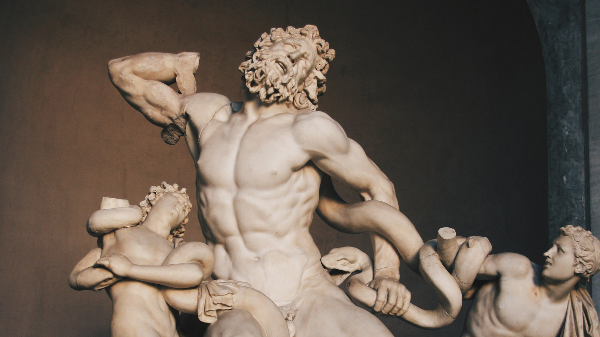 Marble sculpture of Laocoon and his sons wrestling with serpents in the Vatican Museums